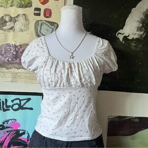 🌼 Rsq Floral Puff-Sleeve Crop Top 🌼